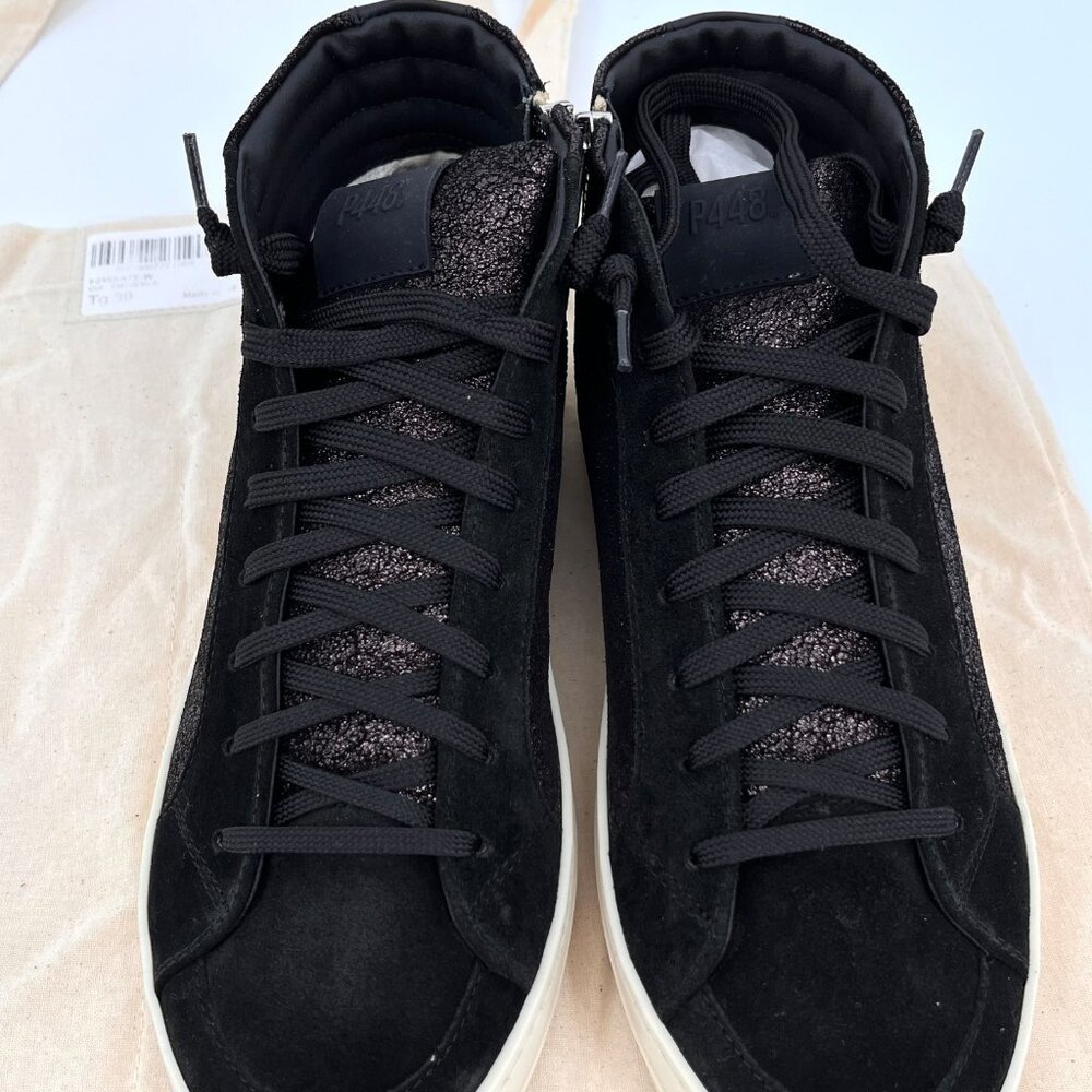 P448 Skate High‑Top Sneaker Size 38 Cracked Leather/Black Rubber Sole - Picture 11 of 16